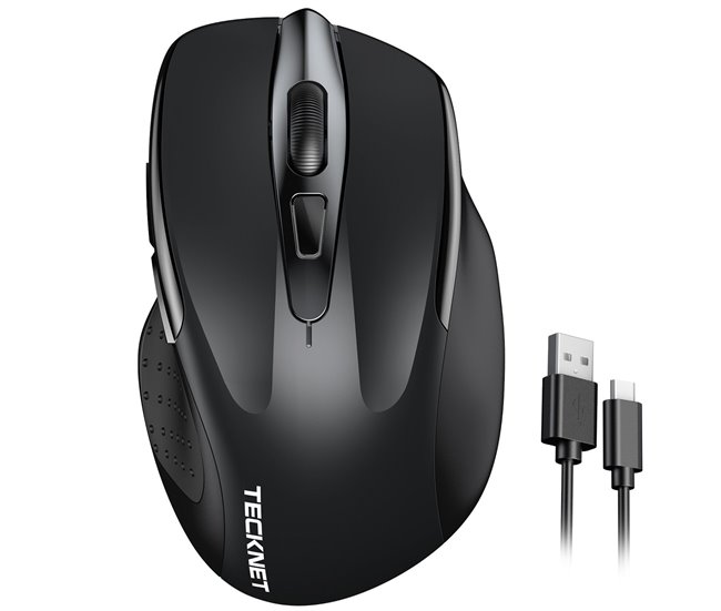 Tecknet tk-ms009 rato sem fios ergonómico 6 dpi clic silencioso usb