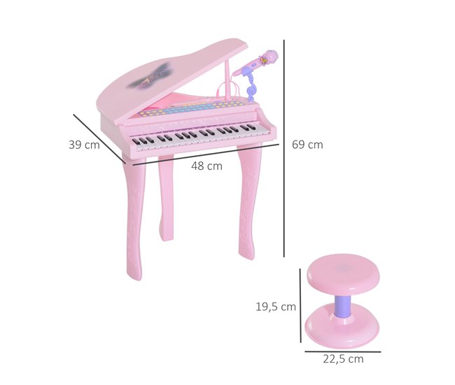 Piano para Crianças ABS HOMCOM Rosa
