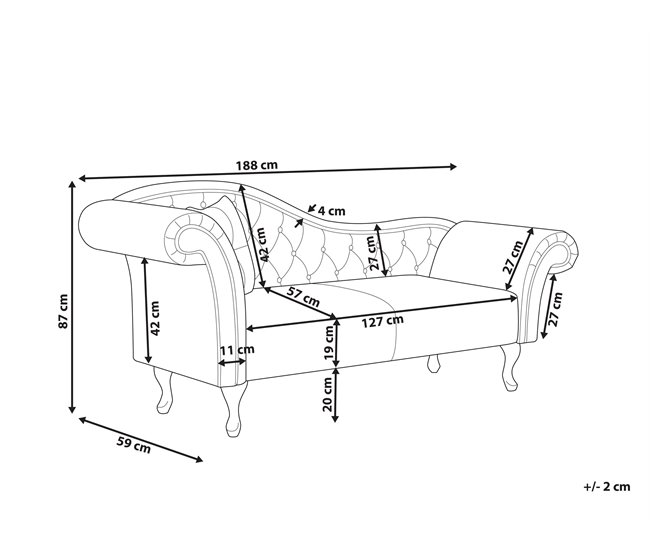 Beliani Chaise longue versão à esquerda Pele sintética LATTES Branco