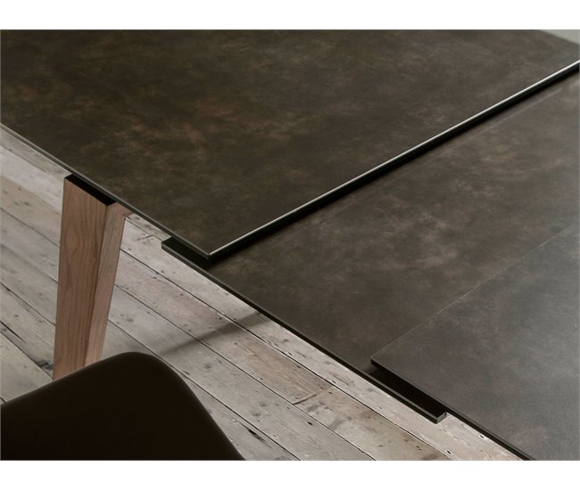 ANGEL CERDA Mesa de jantar extensível em mármore preto Nogal