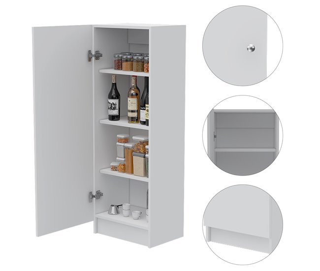 Aparador Belleria, estilo minimalista com 4 prateleiras Branco