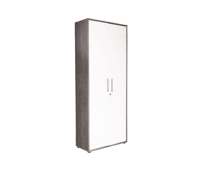 Armário multiuso com 2 portas com efeito madeira 78 Branco
