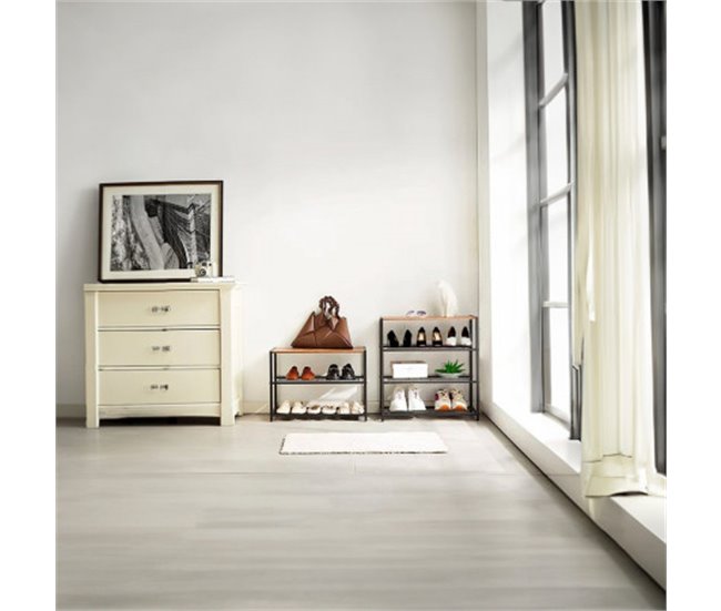 Banco de sapatos estilo industrial 3 prateleiras Erbu 7house Madeira