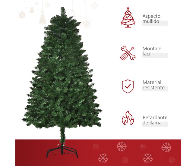 Árvore de Natal PVC, Aço HOMCOM, casa - natal Verde