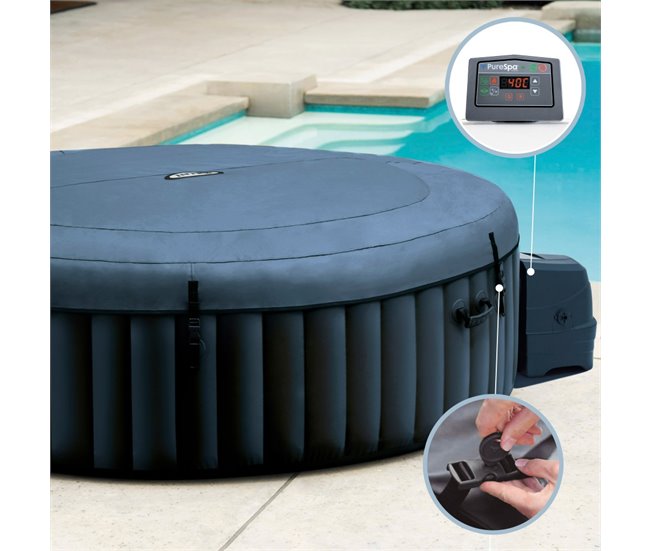 Spa jacuzzi inflável INTEX 4 pessoas Bubble Massage Navy Azul