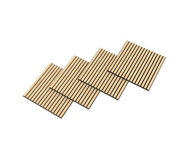 Conjunto de 16 painéis acústicos 3D Vang, 5,76 m², ripas lineares - carvalho claro, Neu.holz