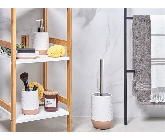 Beliani Conjunto de acessórios de banho LEBU Branco