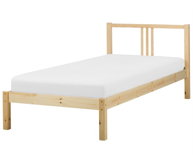 Beliani Cama com estrado Pinho VANNES 97x209 Castanho