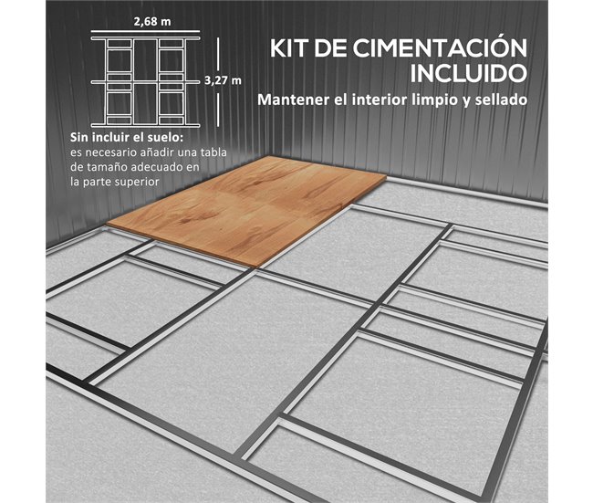 Abrigo de Exterior Aço Galvanizado e PP Outsunny Cinza