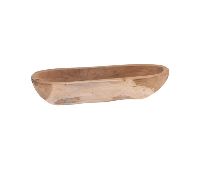 Centro de mesa de TEKA oval 6,5x40x12cm Castanho