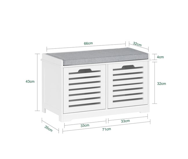 Banco para sapatos com 2 portas FSR23-II SoBuy PT 71 Branco