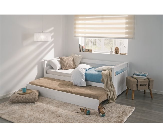Cama nido 90x190 com sommier DUPLEX Branco