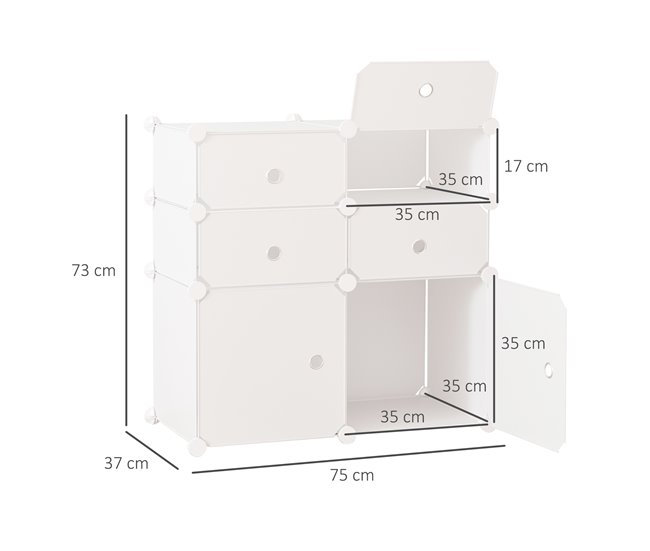 Armário Modular PP HOMCOM, casa - móveis de armazenamento 75 Branco