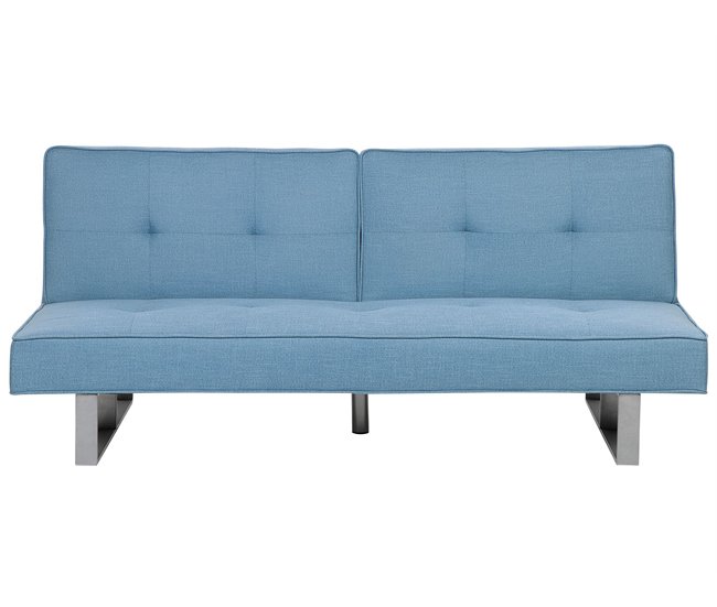 Beliani Sofá-cama Poliéster DUBLIN Azul Claro
