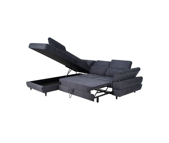 Sofá de canto OMEGA com cama cor antracite Antracite