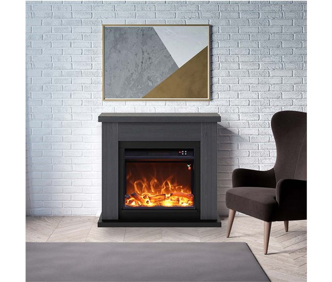 Lareira De Parede 1500w Caminetto Fuego Paolo Cinza