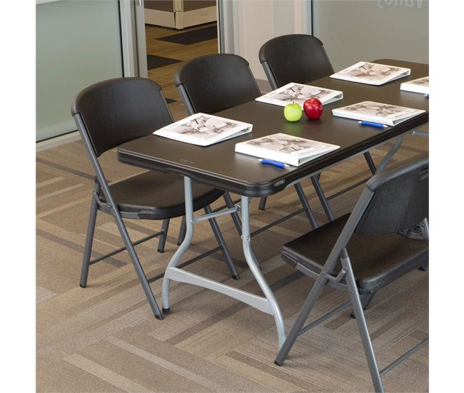 Mesa rectangular patas plegables negro LIFETIME 182 x 76 x 73,5 cm Preto