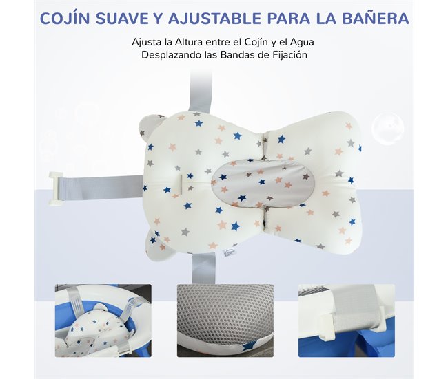 Banheira para Bebé Dobrável PP, TPE HOMCOM Azul