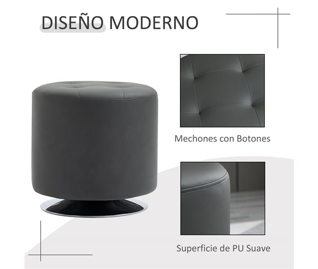 Apoio para os pés Otomano Giratório PU, Espuma, Metal Galvanizado Branco