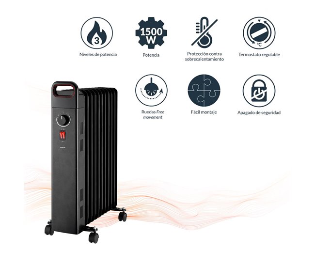 Radiador a óleo Infiniton HOR-N150 - 3 níveis de potência - 1500 W Preto