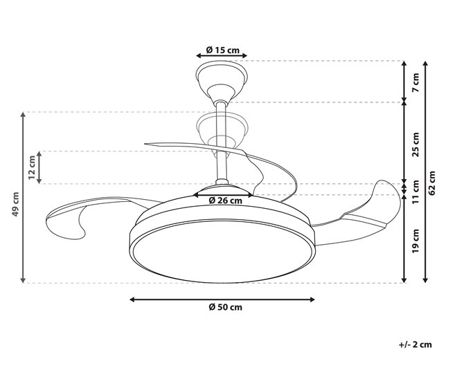 Beliani Lâmpada de teto com ventilador IBAR Transparente