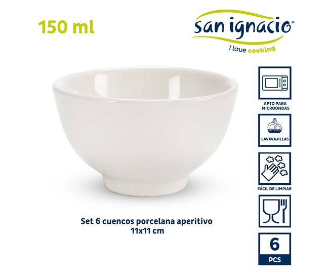 Conjunto de 6 porcelanas redondas multiusos coleção VESSIA Branco