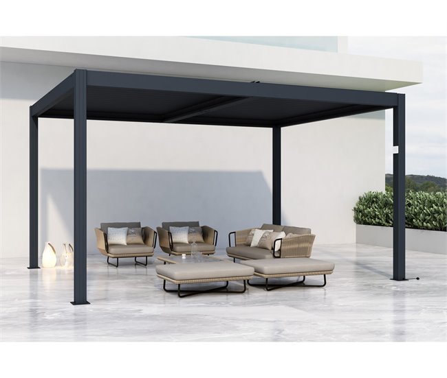 Pérgula bioclimática elétrica com LED Cinza