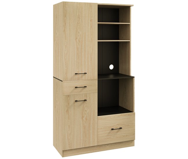 Armário de Cozinha Melamina de Madeira HOMCOM, casa - cozinha Castanho