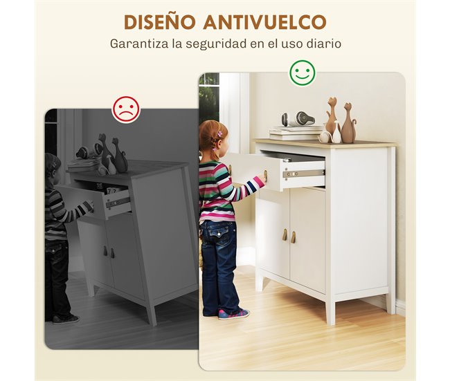 Aparador Melamina de Madeira HOMCOM Branco