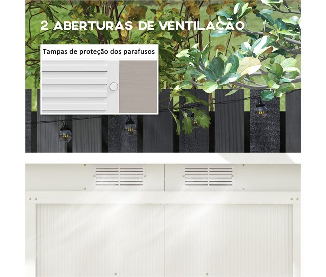 Abrigo de Jardim Aço Galvanizado e PP Outsunny Cinza