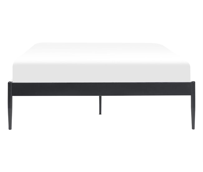 Beliani Cama com estrado Aço VAURS 147x206 Branco