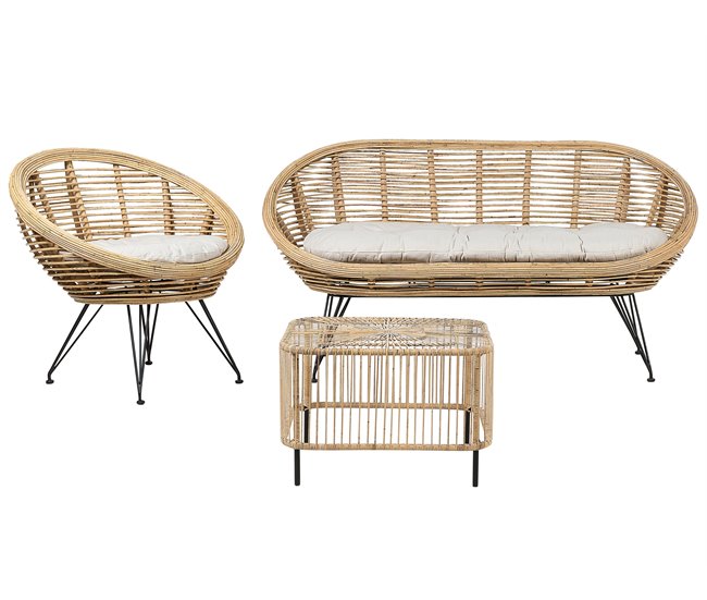 Beliani Conjunto lounge Rattan/vime MARATEA/CESENATICO Natural