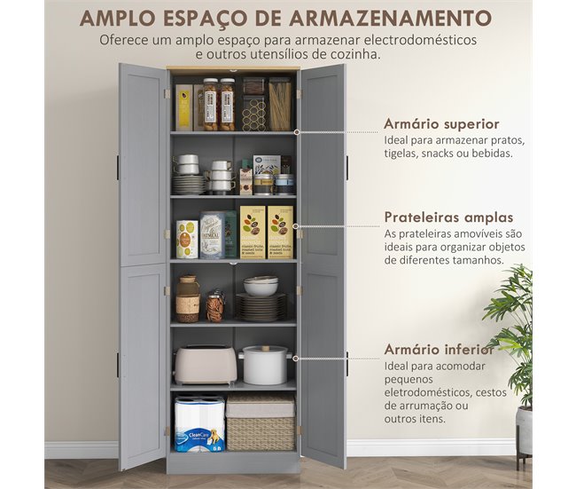 Armário de Cozinha 40 HOMCOM, casa - cozinha Cinza