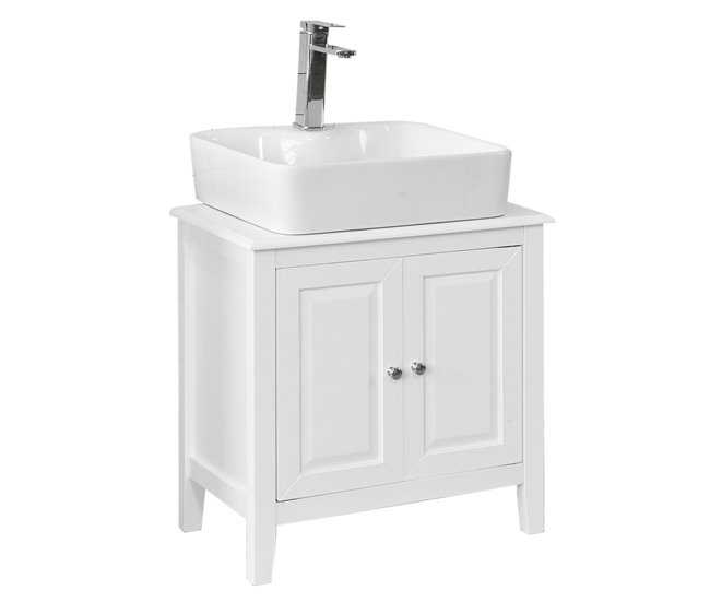 Armário inferior de 2 portas para lavatório FRG202-W SoBuy 60 Branco