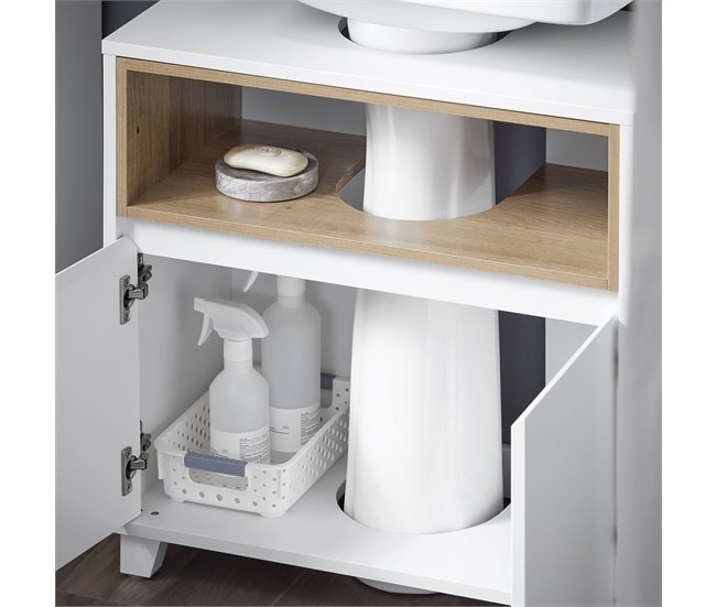 Armário sob o lavatório Armário de casa de banho BZR148-W SoBuy PT Branco