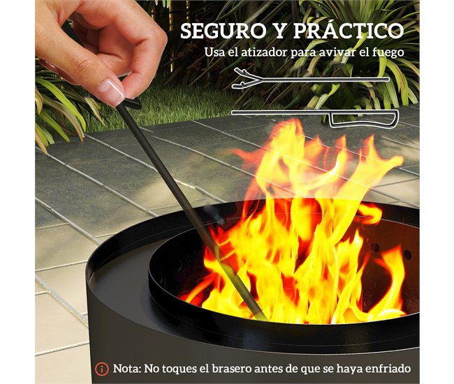 Braseiro Exterior Aço Outsunny Preto