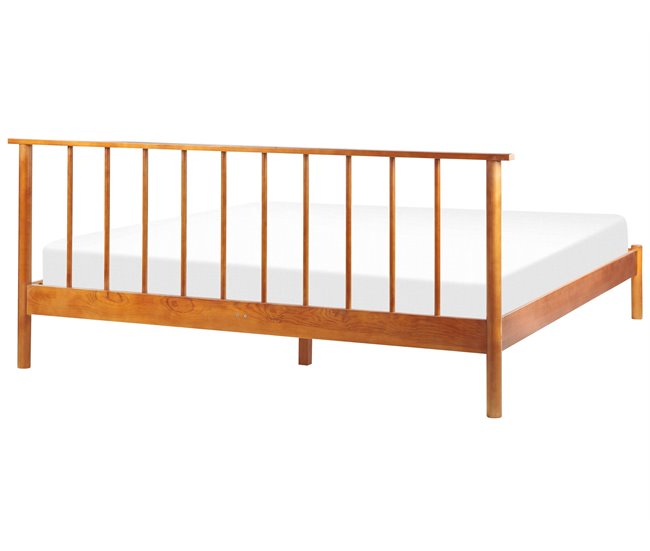 Beliani Cama com estrado Pinho BARRET 196x209 Castanho