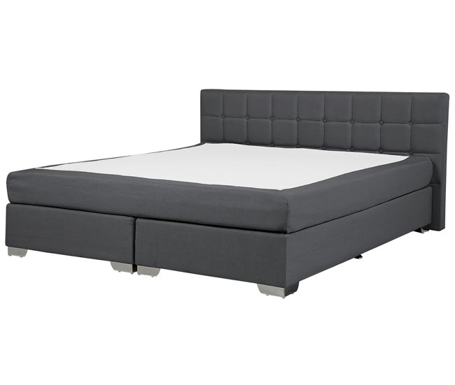 Beliani Cama continental Poliéster ADMIRAL 190x210 Cinza Claro