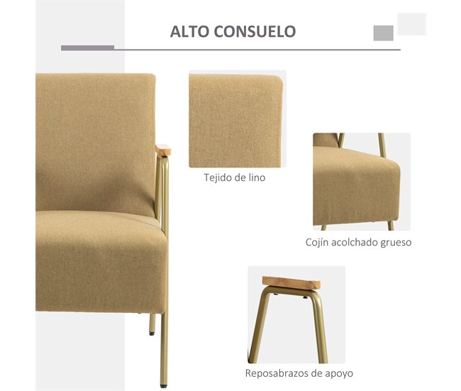 Poltrona Individual poliéster, espuma, aço, painel multicamadas Castanho