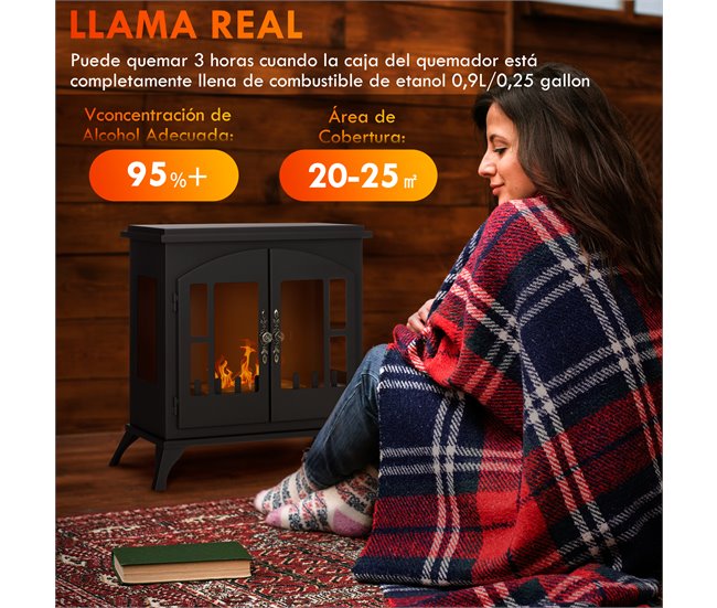 Lareira de Bioetanol Aço e aço inoxidável HOMCOM Preto
