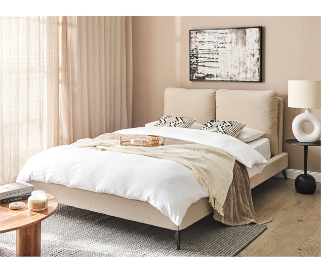 Beliani Cama Bouclé MELLE 155x240 Bege