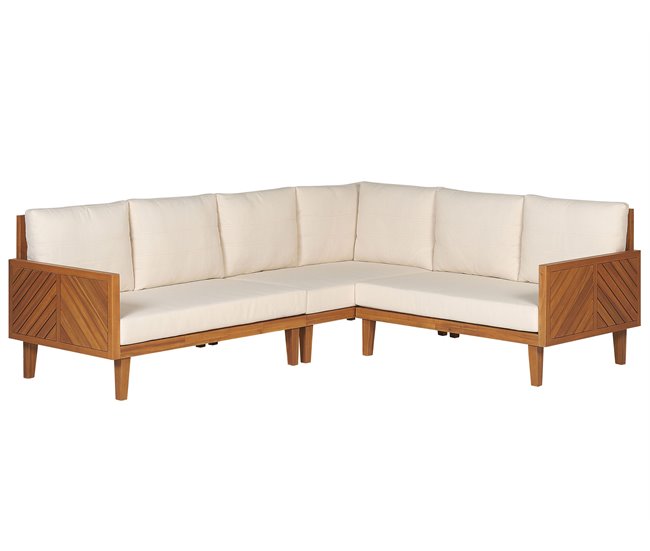 Beliani Conjunto lounge Madeira de acácia BARATTI Bege
