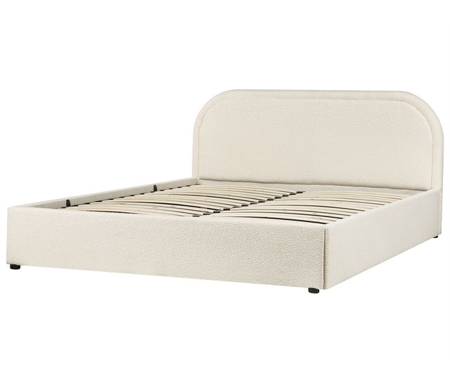 Beliani Cama com armazenamento Bouclé QUILLIEN 172x217 Bege