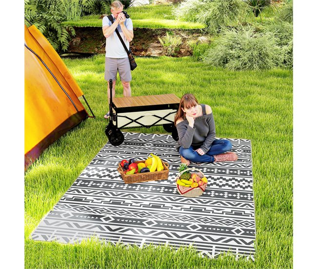 Tapete de Exterior Polipropileno Outsunny Cinza