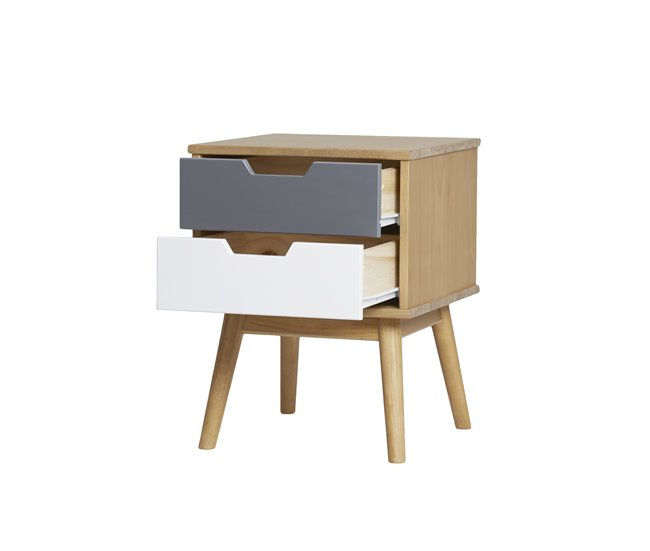 Mesa de cabeceira com 2 gavetas VITA Carvalho