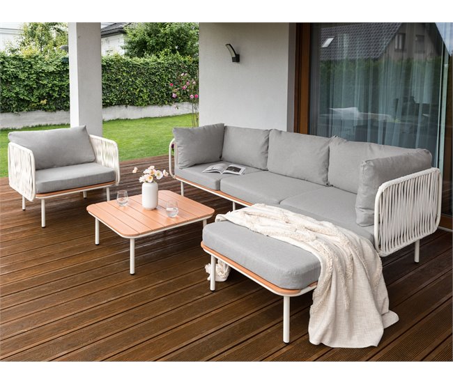 Beliani Conjunto lounge SENISE Branco/cinza
