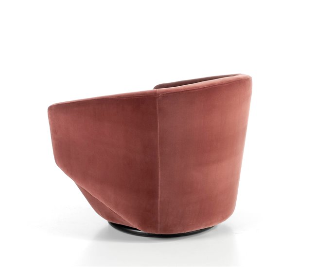 ANGEL CERDA Poltrona giratório em veludo pêssego AlumÍnio