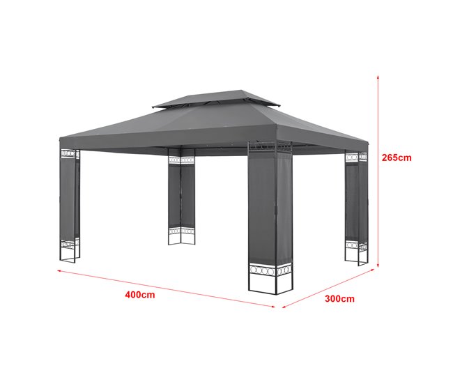 Tenda de receção Lanciano aço poliéster 400x300 Cinza Escuro