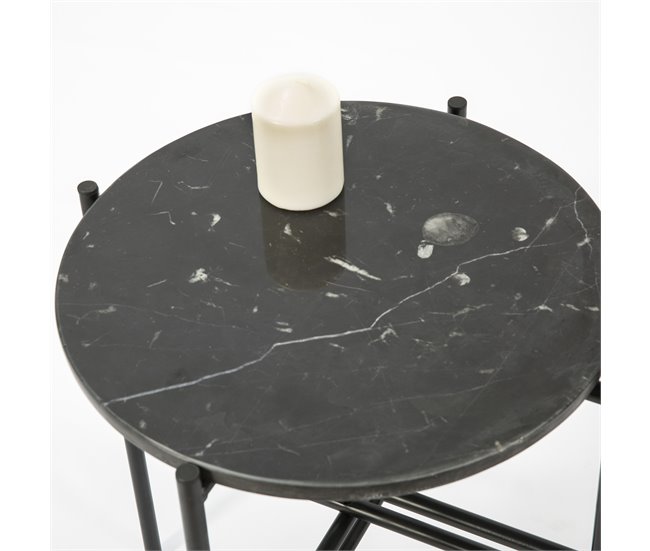 Mesa de centro redonda Bombai, mármore preto Preto