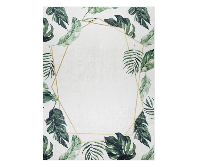 ANDRE 1168 Tapete Monstera sai cubo antiderrapante 120x170 Branco